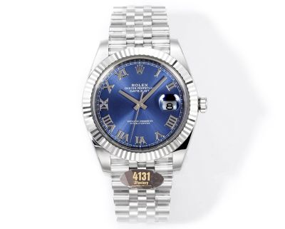 Rolex Datejust 3235 Movement 41mm 904L Steel Blue Face Romans Jubilee Band Watch